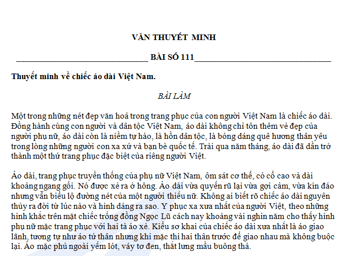Thuyết Minh Về Chiếc Áo Dài Việt Nam - Bài Văn Chọn Lọc Lớp 8 | Hoc360.Net